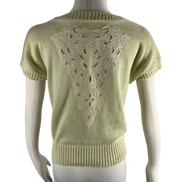 Leslie Fay 12 Vintage Sweater Lace Back - Picture 2 of 5